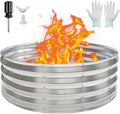 36 Inch Round Fire Pit Ring Heavy-Duty Galvanized Steel Fire Ring for Outdoor Bonfires Backyard &amp Camping Rust-Resistant &amp Easy Assembly (3×3×1 FT)