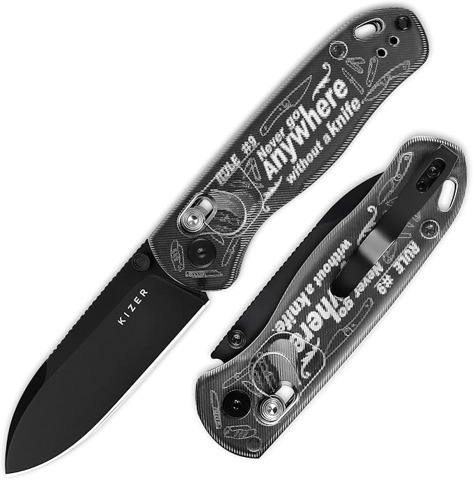Kizer Drop Bear EDC Pocket Knife 2.97” Nitro-V Blade Acrylic Handle Folding Knife with Thumb Stud Opener Clutch Lock EDC Knives for Men Women Gift V3619A14