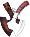 Handmade Stainless Steel Camping Hatchet Axe Hunting Knife 10.50 Full Tang Small Axe Camp Hatchet with Leather Sheath Survival Hatchet Tomahawk Axe for Outdoor Bushcraft Hiking KKH-43