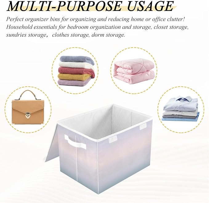 Gradients Storage Container with Lid Foldable Container Store Bags for Clothes for Office Supplies Home Decor