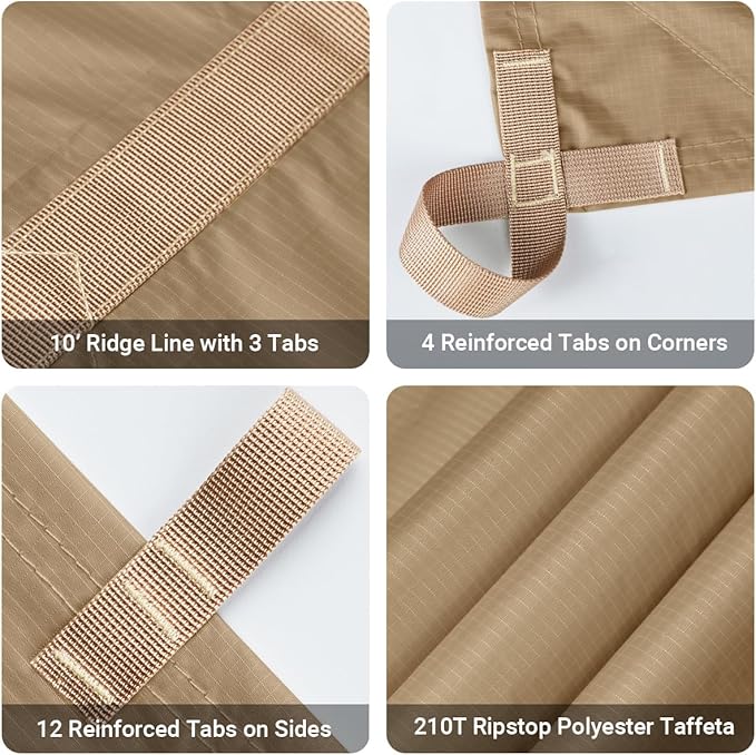Bearhard Waterproof Camping Tarp Lightweight Hammock Rain Fly UV Protection and PU 3000mm Waterproof Backpacking Tarp Tent Footprint or Shelter Kit for Hiking and Outdoor Adventure