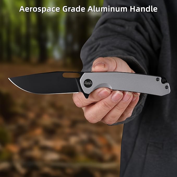 Folding Knife 3.3 Pocket Knife Premium 14C28N Blade Aluminum Handle Design with Pocket Clip for Men Women EDC Knife for Camping Hunting Hiking and Survival