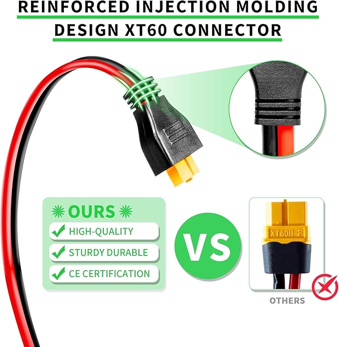 Ansoufien Solar Panel Connector to XT60 Connector Cable 30FT 10AWG Solar to XT60 Charge Extension Cable XT60 (Plug Female) Cable for RV Folding Solar Panel Portable Power Station Solar Generator