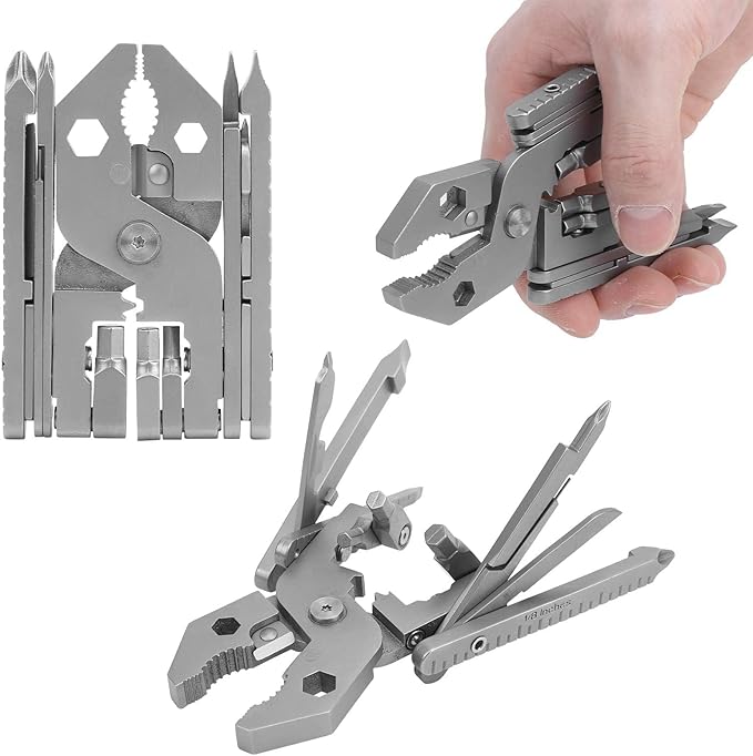 25-in-1 Multitool Stainless Steel Foldable Multi Tool Portable Multi-Functional Pliers Wrench Pocket Knife Wire Cutter Screwdriver Bottle Opener for Outdoor Survival Camping Hiking