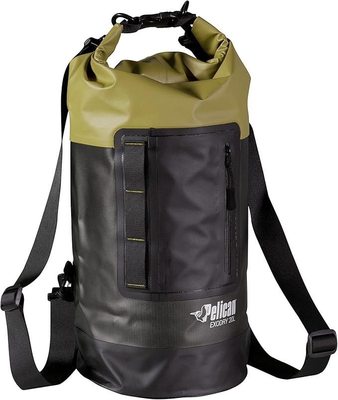 Pelican Waterproof Dry Bag - Exodry - Thick &amp Lightweight - Roll Top Dry Compression Sack Keeps Gear Dry for Kayaking Boating Beach Rafting Hiking Camping and Fishing