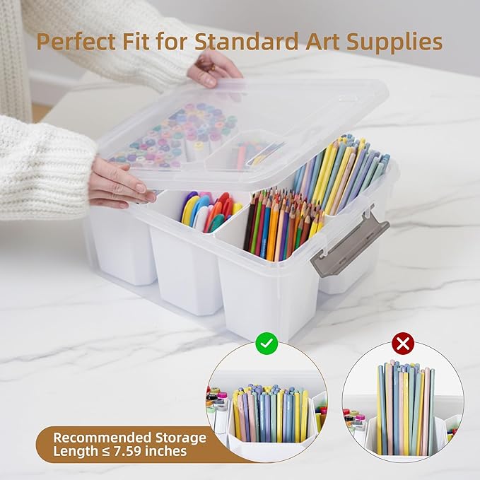Citylife 17 QT Plastic Storage Bins Clear Storage Box with Lids Multipurpose Stackable Storage Containers for Organizing Tool Craft Crayon 2 Packs