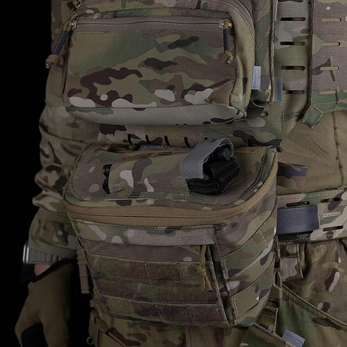 Molle PC Drop Pouch Bag 3 Ways of Use Tactical Storage Bag Large Capacity with Multiple Pockets for Vest Team Activities Airsoft Cosplay