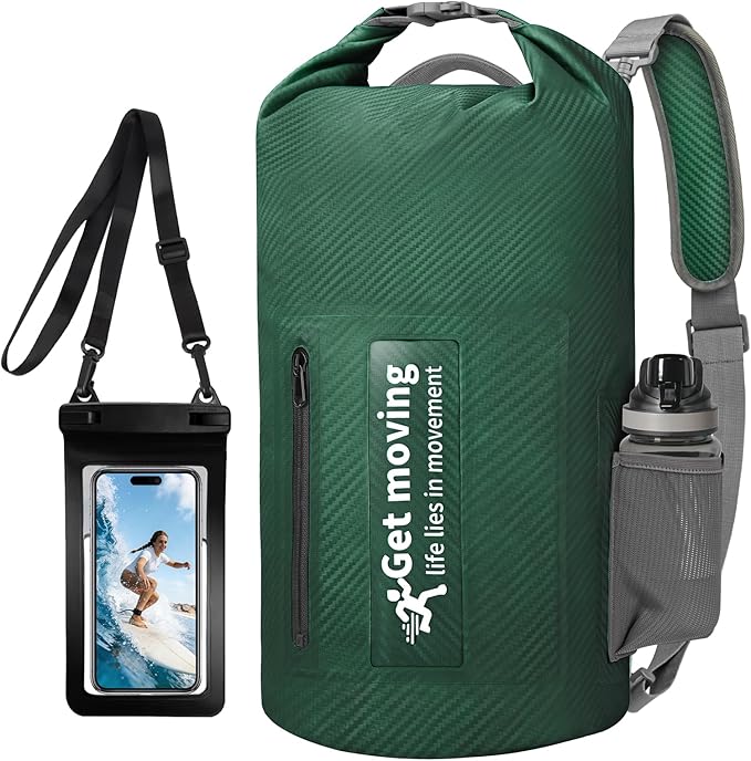 BKNOOU Dry Bag Waterproof Backpack for Women Men 10L/20L Roll Top Lightweight Dry Storage Bag Backpack for Travel Kayaking Boating Rafting Camping Hiking and Beach with Phone Pouch