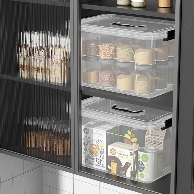 18 Quart Plastic Storage Bins with Lid 4 Packs Clear Latching Storage Box