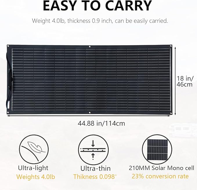 XINPUGUANG Flexible Solar Panel 100W 12V Monocrystalline Solar System kit10A Charge ControllerExtension Cable Charge for Boat RV Cabin Camper12v Battery (100W Solar Panel kit)