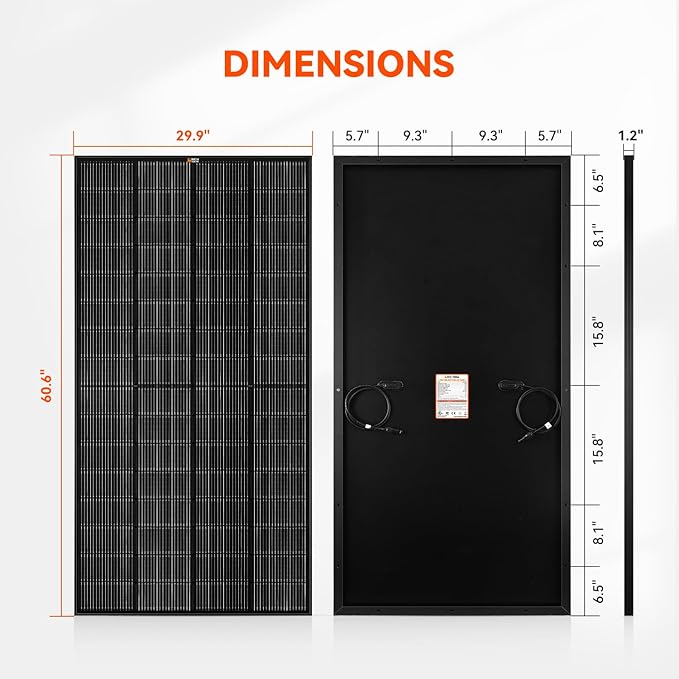 RICH SOLAR 250 Watt 12 Volt 16BB Monocrystalline Solar Panel N-Type Cells High Efficiency Solar Module for RV Trailer Camper Marine Off Grid All Black