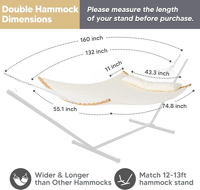 SUNCREAT Hammocks for Outside Hanging Tree Hammock for Outdoor Large Replacement Hammock for Stand Beige
