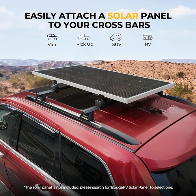 BougeRV Solar Panel Crab Mounting Kit for Cars with Cross Bars Roof Rack Clamps Fits Most Luggage Rack Without Drilling 100 to 200 Watt Solar Panel Mounting Brackets Auto Off-Grid Solar Systems