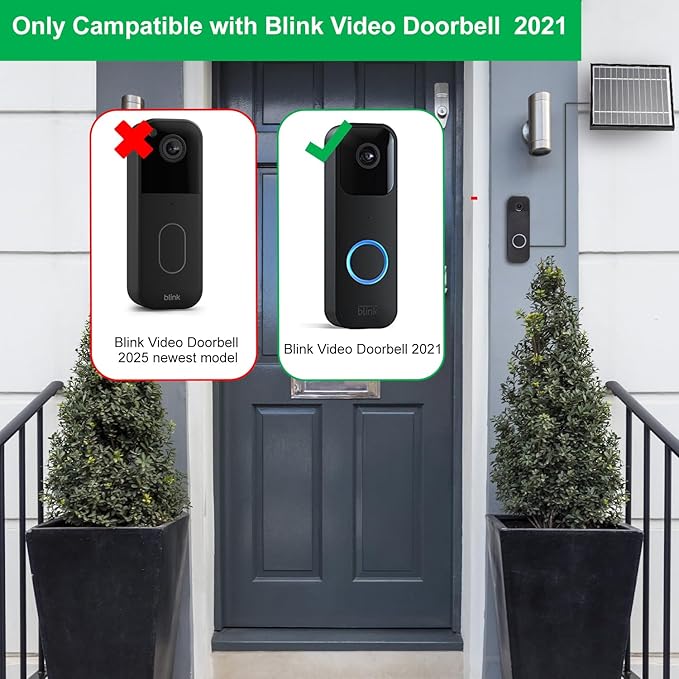UYODM Solar Panel Charger Compatible with Blink Video Doorbell/Blink Outdoor 4(4th) / XT3 / XT2 / XT CamPower Your Doorbell or Outdoor Cam Continuously with 11.8 Ft CableAL Alloy Frame Durable