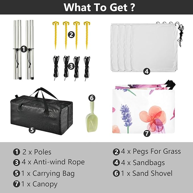 Beach Canopy with Windproof Ropes &amp Sandbags Beach Tent Sun Shade Sun Shelter for Camping Trips Fishing Backyard Fun or Picnics Butterfly