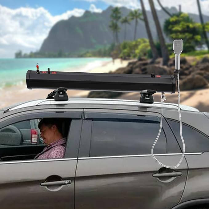 Portable Camping Shower Roof Rack Mount Road Shower with Water Pipe ＆ Shower Head for Vehicles Trucks SUV Sedans RVs