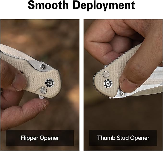 CIVIVI Triptych Folding Pocket Knife 2.97 14C28N Blade G10 Handle with Reversible Clip Button Lock Knife for EDC Camping Hiking C23085B-2 Ivory
