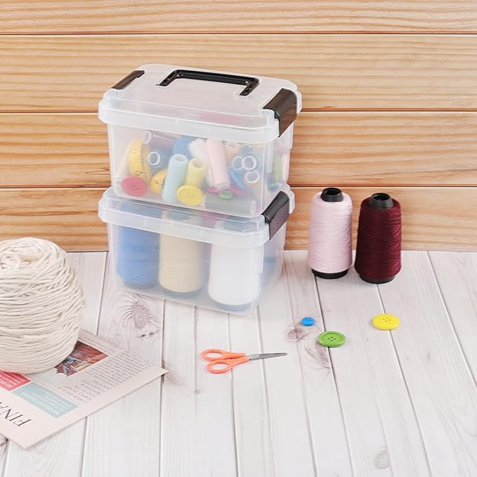 2 L Small Plastic Storage Bins with Lids Plastic Storage Boxes 6 Pack