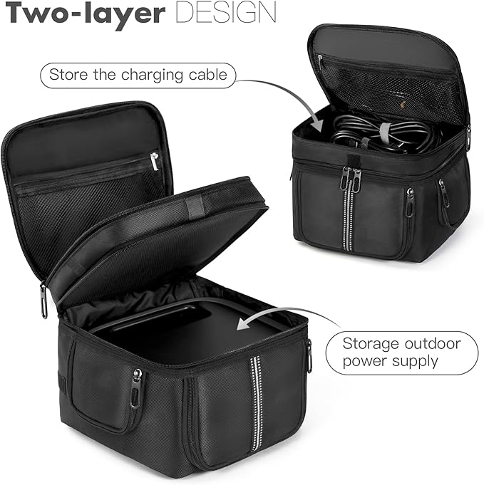 Carrying Case Compatible with EF ECOFLOW Portable Power Station RIVER 3 245Wh LiFePO4 Battery Protective Shoulder Storage Bag with Pocket for Travel Camping Charging Outdoor Generator Covers