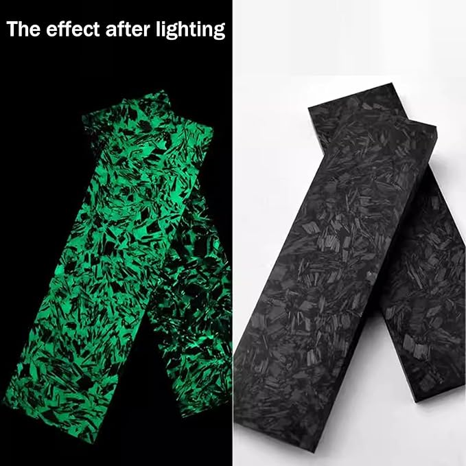 Blank Material For Resin Knife Handle 2pcs Luminous Green Carbon Fiber Board with Marble Texture(135x40x5mm)