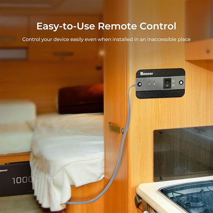 Renogy 1000W Pure Sine Wave Inverter 12V DC to 120V AC Converter for Home RV Truck Off-Grid Solar Power 110V with Built-in 5V/2.1A USB Port Hardwire Remote Controller