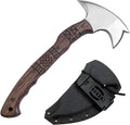 AncientSmithy Tomahawk Axe - Handmade Tactical Tomahawk Hatchet - Full Tang Combat Axe for Military Camping and Outdoor Activities (Three Spikes Oak Handle Kydex Sheath)