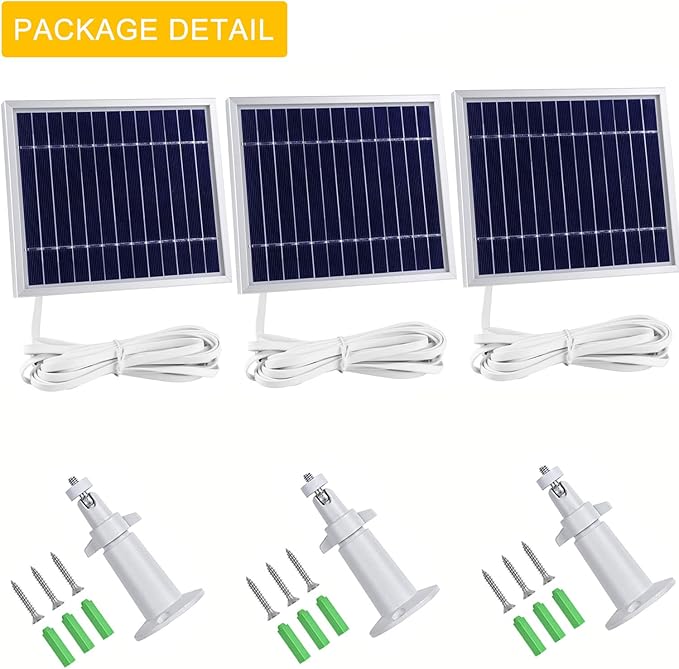 iTODOS Solar Panel Works for Arlo Pro and Arlo Pro2 Camera11.8feet Power Cable and Adjustable Mount (3 PackSilver)
