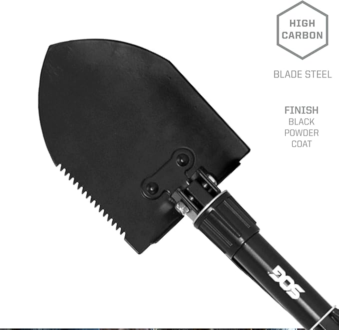 SOG Tactical Tomahawk- Throwing Hatchet Versatile Survival Tactical Axe and Emergency Breaching Tool &amp Entrenching Tool- 18.25 Inch Folding Survival Shovel with Wood Saw Edge - Black (F08-N)