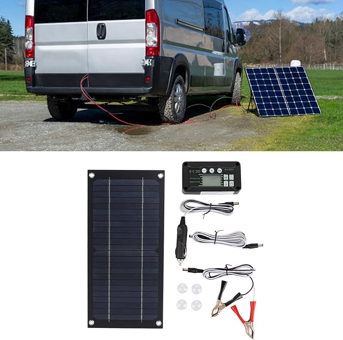Ejoyous Solar Panel Kit 600W Solar Panel Charger Monocrystalline Silicon 100A Controller Solar Panel Kit with Extension Cable Battery Clip for RV Outdoor Camping