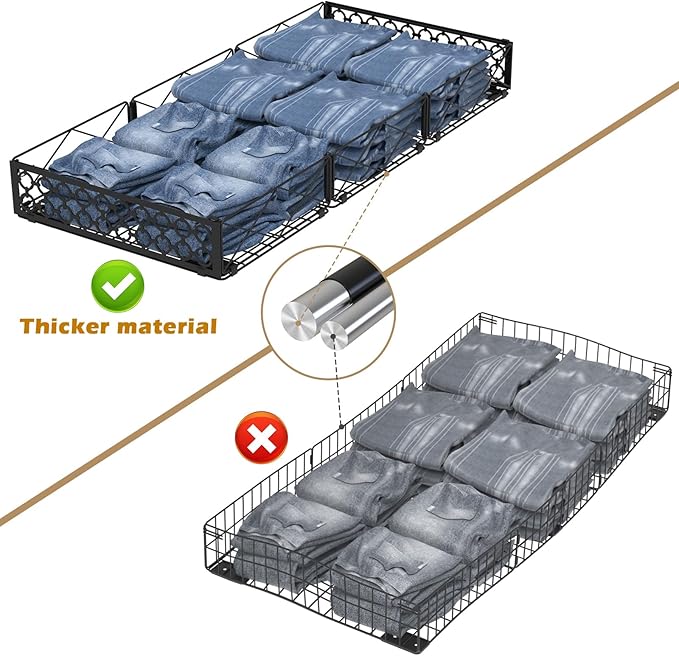 NADAMOO Large Under Bed Storage with Wheels Low Profile Rolling Under Bed Storage ContainersFoldable Metal Under the Bed Organizer Bins for Bedroom2 Packs