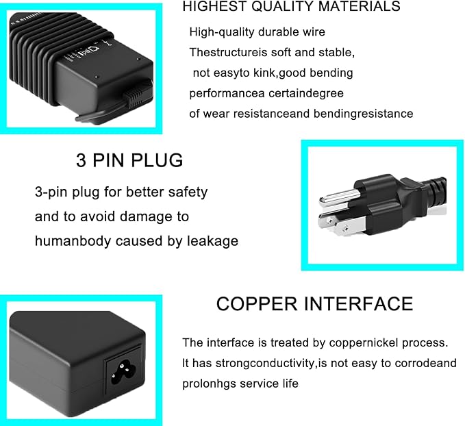 24V 90W AC Adapter Charger for Jackery Portable Power Station Explorer 160 240 300 500 550 and E300 E500 E550 Solar Generator 167Wh 240Wh 293Wh 518Wh Lithium Battery Charging Cord