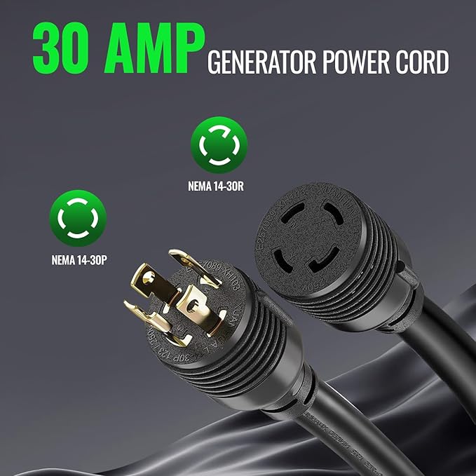 30 Amp 20FT RV Extension Cord Set with Power Inlet Box Heavy Duty NEMA L14-30P to L14-30R Generator Cord 125/250V 12500W Twist Lock Cable for RV Trailer Camper Home Backup