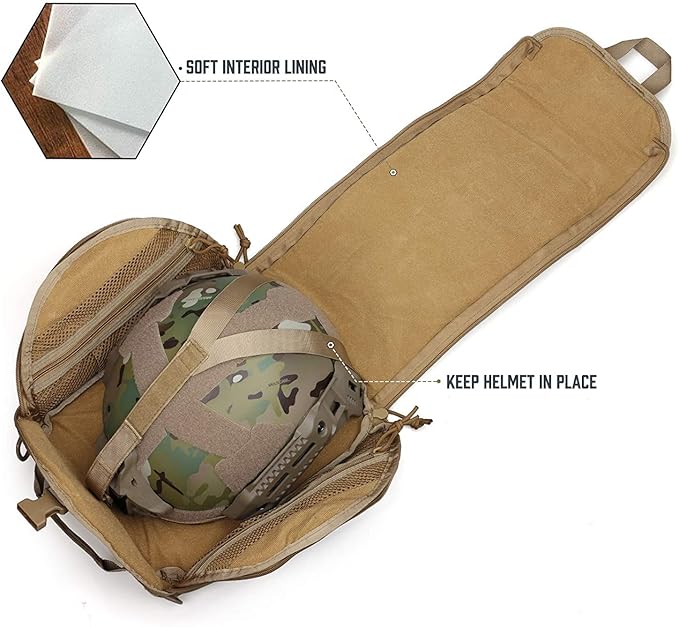 FARMSOLDIERTactical Molle Helmet Bag PackLightweight Waterproof Motorcycle Helmet Bag for Hunting Shooting
