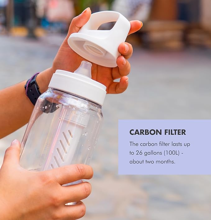 LifeStraw Go Series – BPA-Free Water Filter Bottle for Travel and Everyday Use Removes Bacteria Parasites and Microplastics Improves Taste 1L Aegean Sea