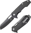 Folding Pocket Knife - 3.54'' CPM S35VN Black Steel Blade Carbon Fiber Ergonomic Handle - Camping Outdoor Self-Defense &amp Protection EDC Knife Men &amp Women Best Gifts