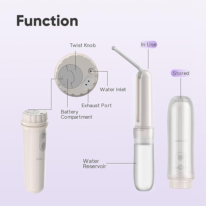 Portable Electric Bidet Sprayer - Handheld Travel Bidet with 2 Pressure Modes - Waterproof Foldable Pocket-Sized &amp Cordless for Bathroom Ultimate Personal Hygiene Cleaning at Home and Camping Whi
