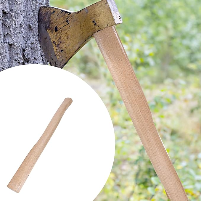 PRETYZOOM Wooden Hatchet Handle Replacement Set with 50cm Beech Wood Handle and 5 Reinforcing Wedges for Woodworking and Outdoor Camping Tools