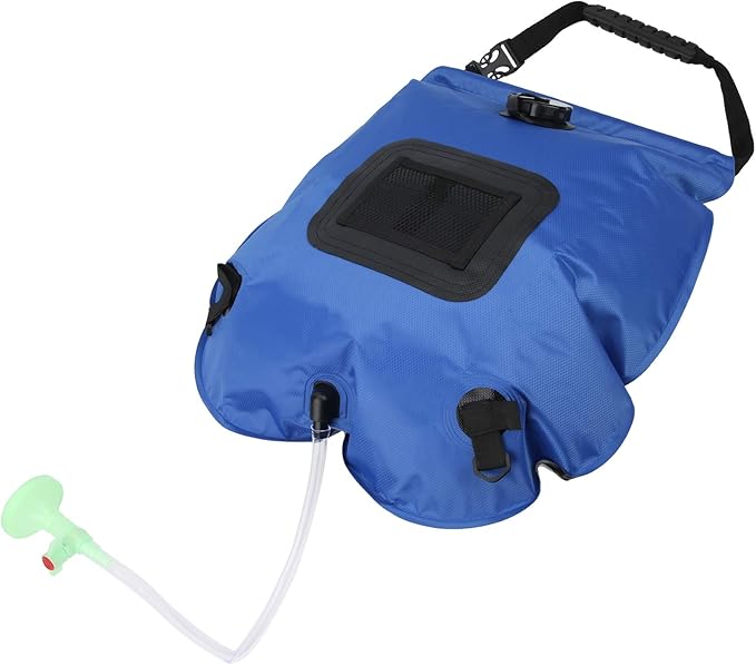 Outdoor 20L Solar Power Shower Bag Camping Portable Sun Heated Bath Bag with Shower Head Blue 435.0g