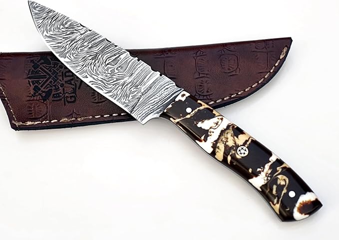 | Viking Heritage Skinner Knife – Expertly Crafted with Damascus steel for Precision Hunting and Field Dressing: Embrace the Timeless Elegance of Craftsmanship with this Razor-Sharp Blade