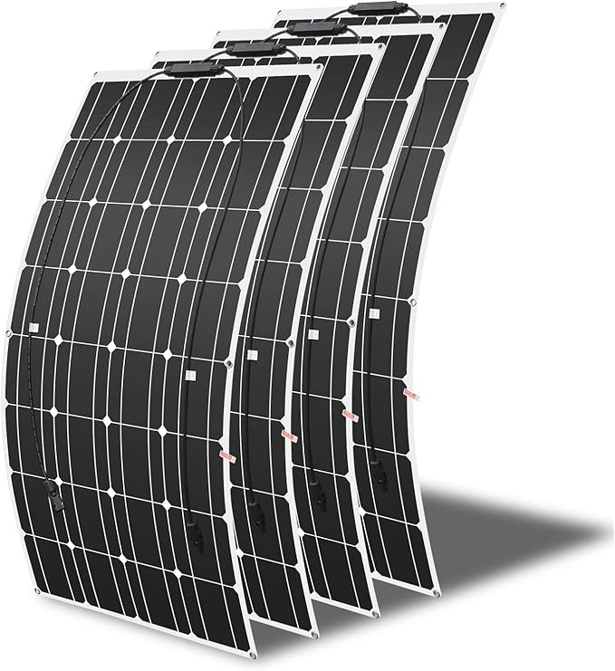 400W Solar Panel Semi Flexible (4pcs 100W) Mono Solar Module for Garden Shed Camping Mobile Home Ideal for 12v Car Battery