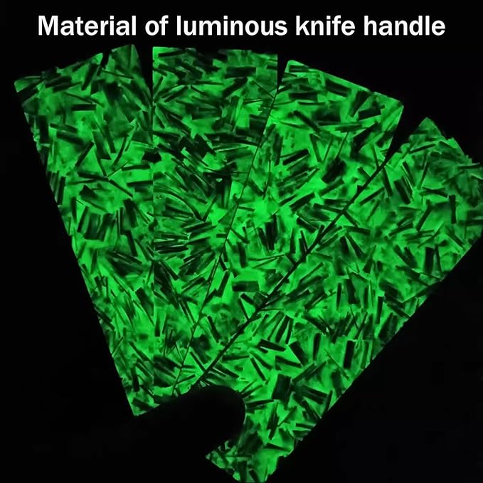DIY Resin Knife Handle Blank Material Forged Carbon Green Luminous Marble Texture(2pcs)