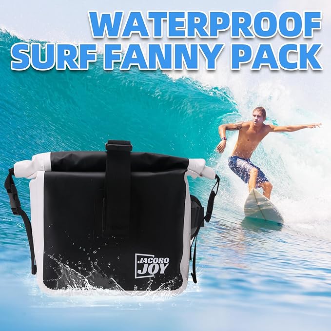 Waterproof Fanny Pack Floating Dry Bag Pouch with Adjustable Waist Strap Large Capacity Waterproof Waist Bag for Kayaking Boating Fishing Cycling Beach (Black)