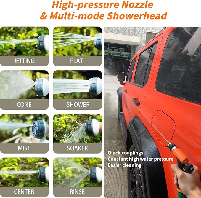 8 Gallon Pressurized Water Tank with Shower Set for Roof Rack Mount Roof Shower Water Storage for Off-Road Vehicles Pick-up Truck SUV Outdoor Activities Water Supply