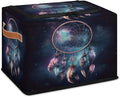 Dream Catcher Storage Box with Lid Feathers Collapsible Storage Bins Baskets Cubes Closet Shelf Clothes Organizer Containers with PU Leather Handles