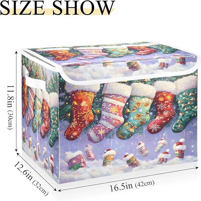 Christmas Baskets Collapsible Storage Bins with Lids Christmas Stocking Storage Boxes Clothes Baskets for Organizing