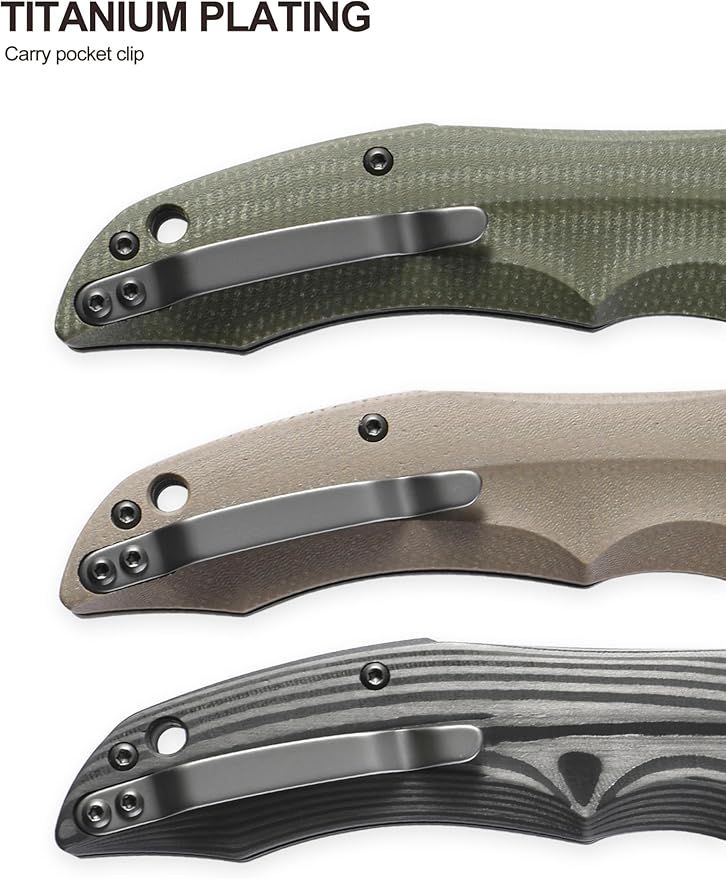 Petrified fish PFP10 Hairtail Folding Knife 3.54 K110 Stonewashed Blade 5.25 oz Micarta Handle Pocket Folding knife for EDC Camping Outdoor (Khaki Stonewashed)