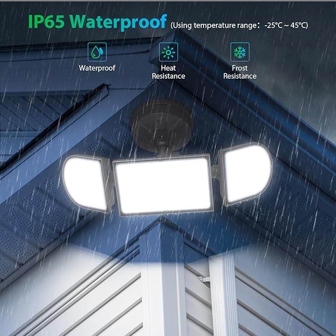 iMaihom 140W Flood Lights Outdoor 14000LM Ultra Bright LED Flood Light Outdoor 3 Adjustable Heads Security Lights IP65 Waterproof Outside Flood Light 6500K Floodlight for Yard Garage Court (Brown)