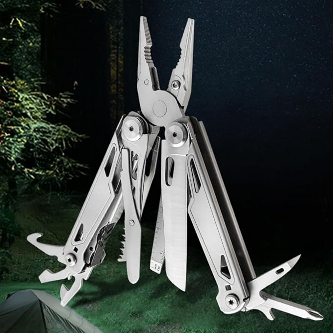 Portable Multitool Pliers Mini Scissors with Clip Knife Folding Stainless Steel Lightweight Tools for Travel Camping Hiking (silver 1pcs)