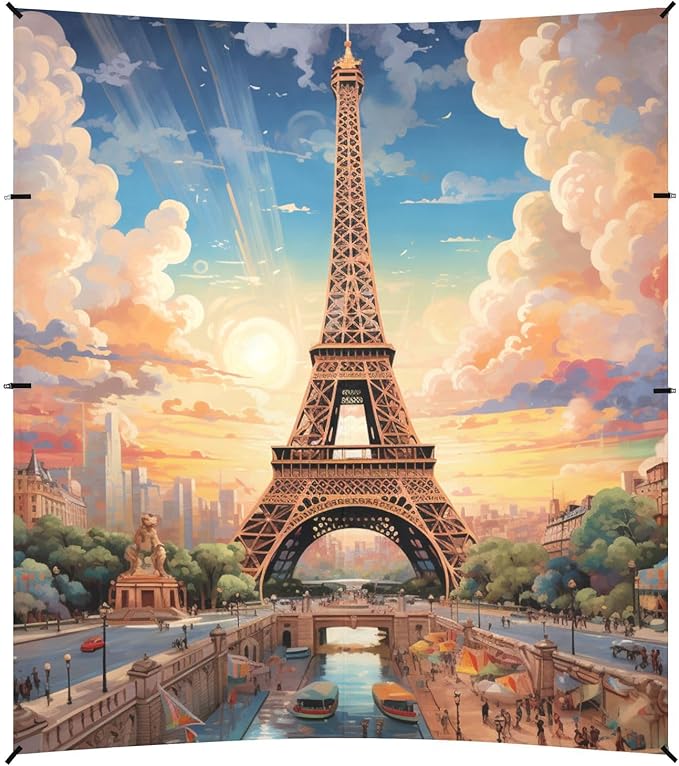 ALAZA Paris Magnificence of The Eiffel Tower Beach Tent Sun Shelter Portable Canopy Sunshade for Outdoor Camping Picnics Backyard Fun 10x9 ft
