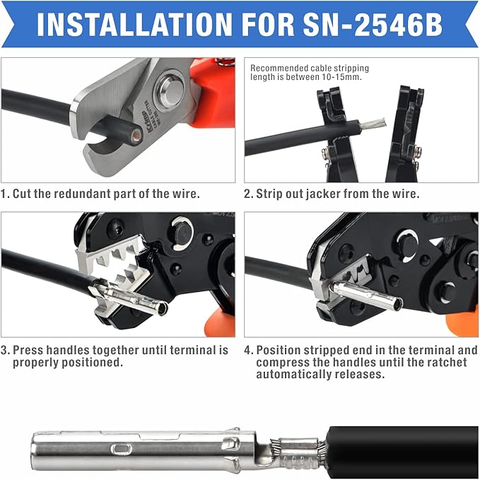 iCrimp Solar PV Cable Crimping Tool Kit for 2.5/4/6mm² with StripperCutter Solar Spanner and solar Connectors